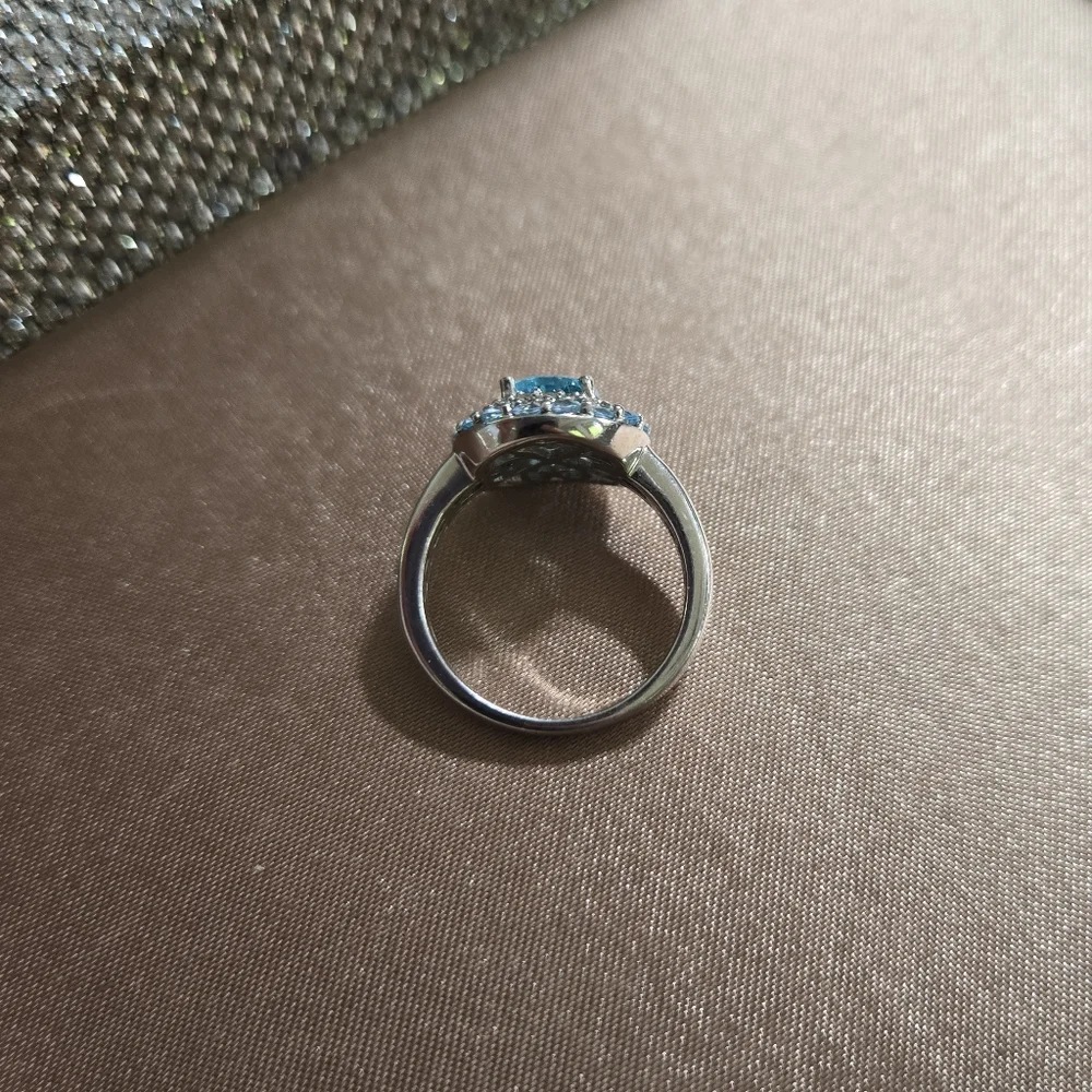 Sterling Silver Blue Topaz Aquamarine Ring